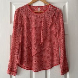 Red silk printed top